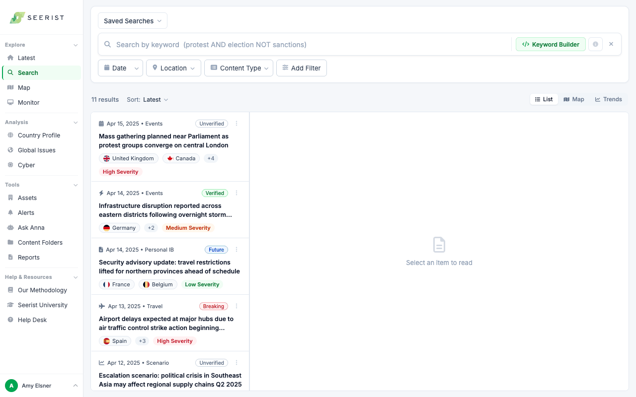 The search flow: entering a query, refining it with filters, and reviewing results